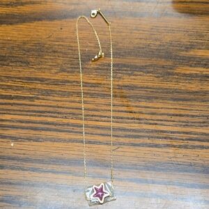 Gold Chain Necklace with Pink Star Pendant - Women Jewelry